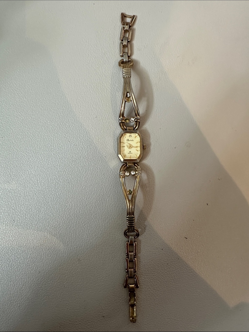 Vintage Rochelle Quartz Silver Tone Rhinestone Cocktail Watch